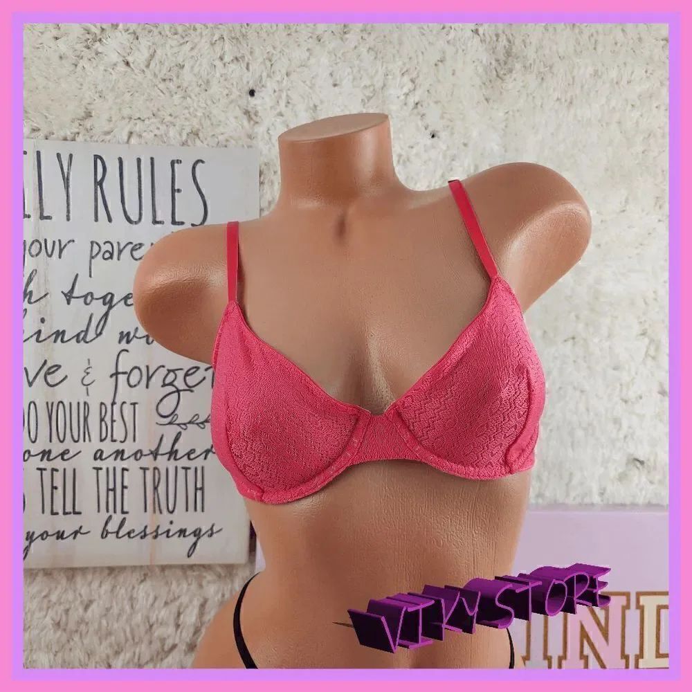 NWT {VS Pink} Lace Mesh Unlined Bra 34C: Sensual Comfort NWT